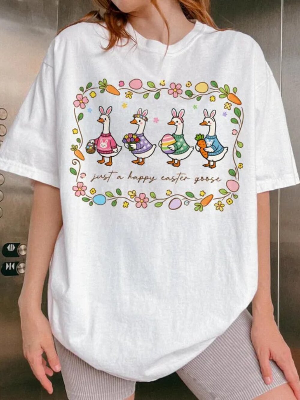 Happy Easter Graphic Shirt, Cute Bunny Goose Easter Shirt, Funny Spring Tee